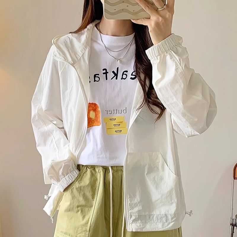 新款开衫薄款防晒服休闲外套冲锋衣防晒衣女短款春夏防紫外线连帽|undefined