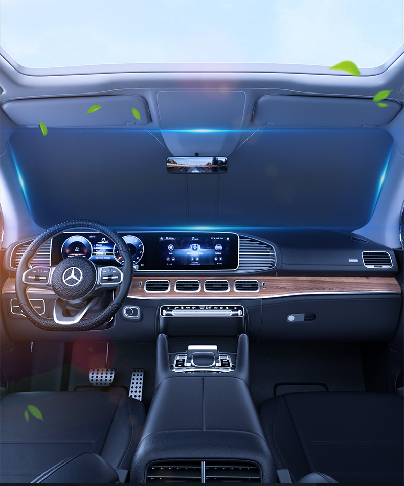 Car Sunshade, Front Windshield, Car Curtain, Sunshade Board, Car Titanium Silver Sun Protection and Heat Insulation Cover, Laser Sunshade
