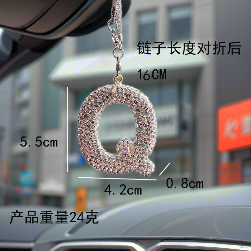 Letter bow clay car interior accessories pendant ladies rhinestone car rearview mirror pendant pendant