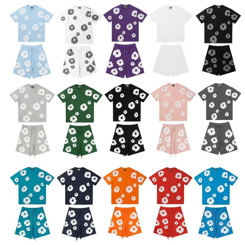 DENIM TEARS カポックフォームプリント おしゃれ ゆったり メンズ レディース 半袖 Tシャツ カジュアル ショートパンツ セット|undefined
