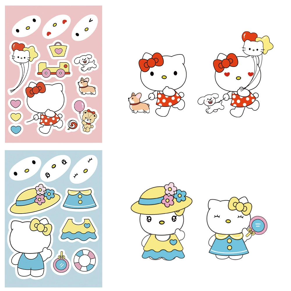 Sanrio, Hello Kitty, головоломка, наклейка, интерактивные мультяшные наклейки, для детей и родителей, ручная работа