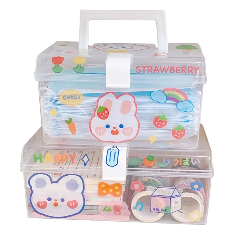 Nueva caja de almacenamiento con tapa abatible blanca estilo ins, tarjeta de salida, material de cuenta manual, caja de almacenamiento a prueba de polvo, caja de acabado de papelería de escritorio