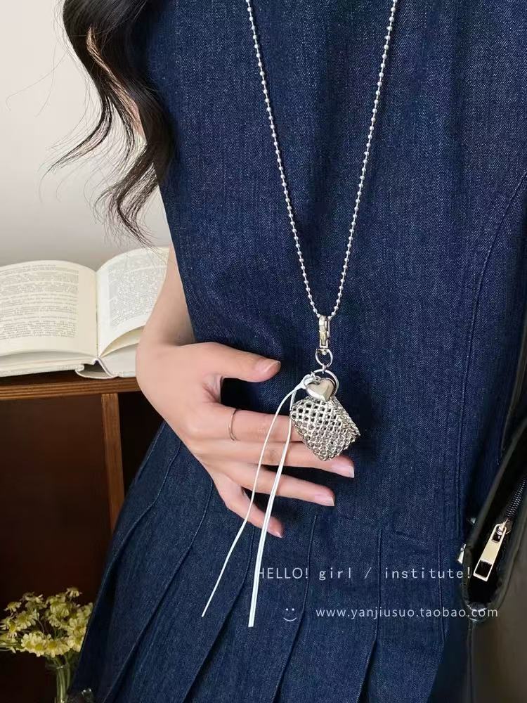 71#White ribbon mesh bag