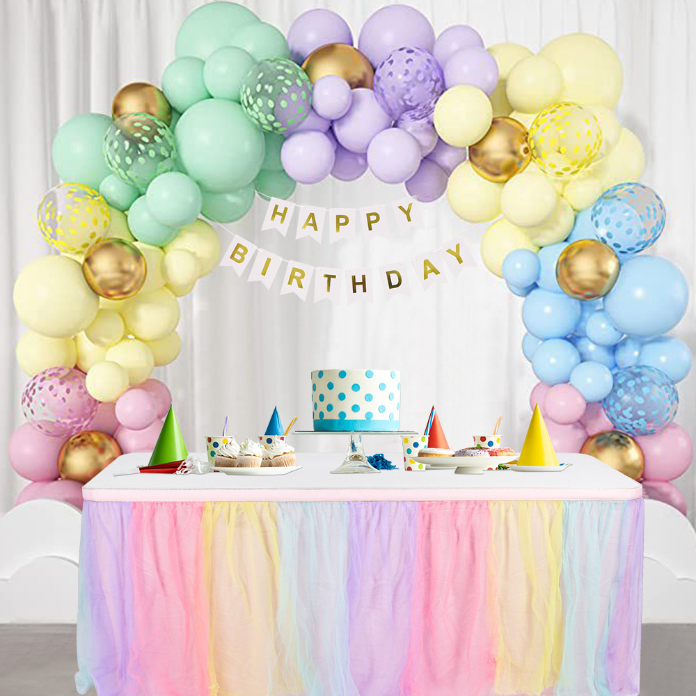 亚马逊桌裙婚庆桌套纱台裙蛋糕桌装饰品生日派对新年桌围批发庆典