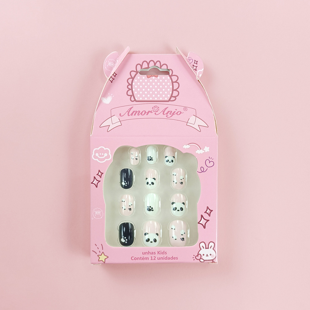 Ventas transfronterizas en caliente interesantes manicuría infantil azul rosa adorable patrón de uñas parches lindos conejos azul rosa para usar uñas