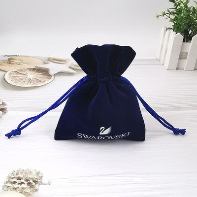 厂家直营手感柔软宝蓝Swarovski植绒布袋珠宝首饰袋收纳袋