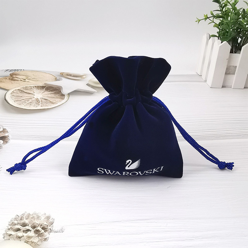 厂家直营手感柔软宝蓝Swarovski植绒布袋珠宝首饰袋收纳袋