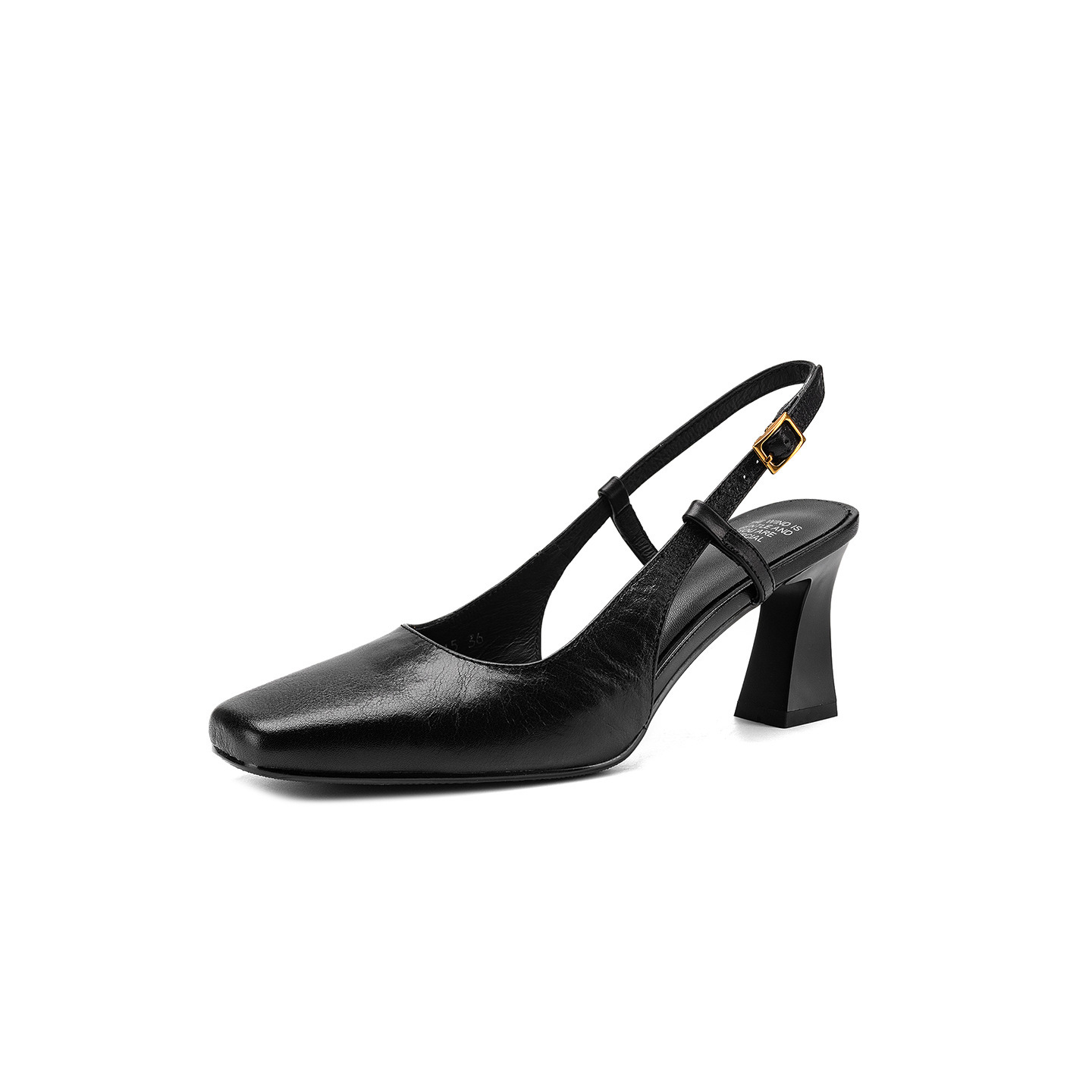 Sandal nữ cao gót 6,5 cm mũi hở quai khóa da bò — màu nâu chi tiết 29