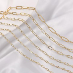 14K gold plated rectangular chain O-chain DIY handmade bracelet necklace extender chain lock chain accessory