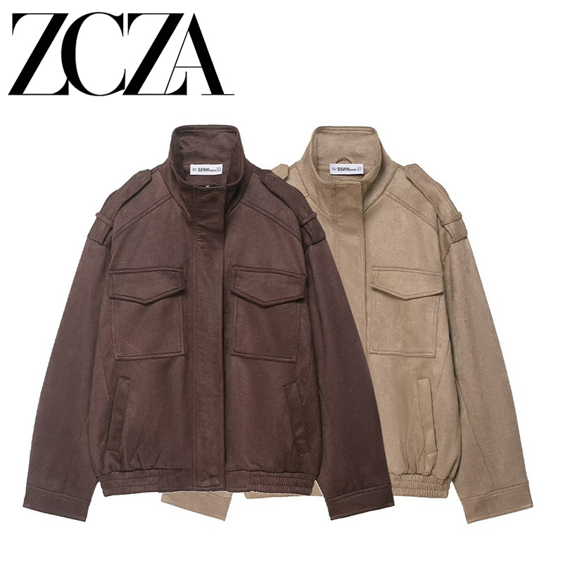 Zcza Self-Made European and American Style New Women's Fashion Versatile Suede Texture Jacket