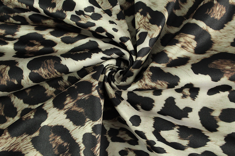 Sexy Leopard Print Printed V neck Sexy Pleated Nipped Waist Slim Tall Looking Split Dress