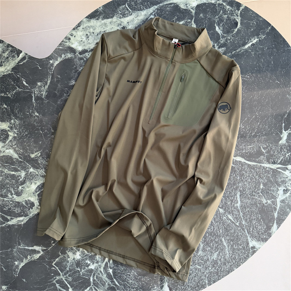 Mammoth Autumn Half-Zip Seamless Stand-Up Collar Outdoor Sports Long-Sleeve T-Shirt Loose Elastic Base Layer Shirt