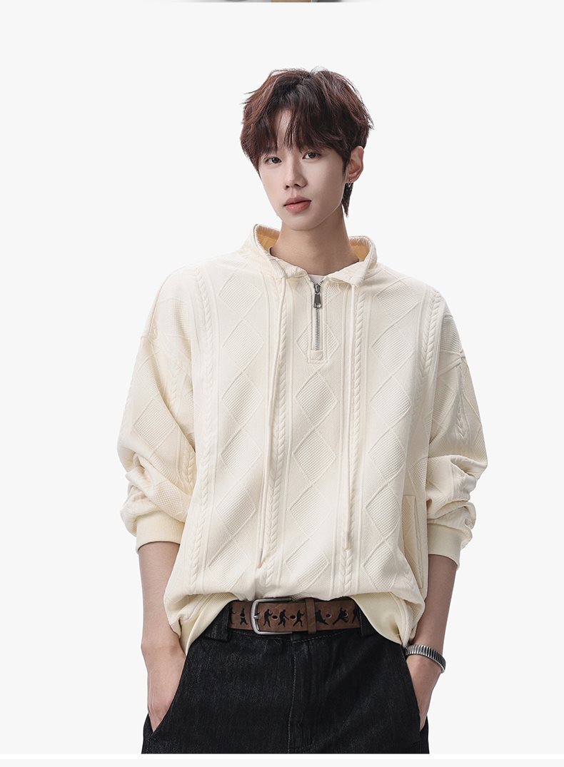 Half-zip Sweatshirt For Men Autumn Trendy Streetwear Pullover_voghion.com
