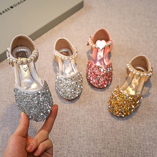 Children's Performance Dance Shoes Children's Shoes 2025 Summer Girls Bow Princess Shoes Baby Korean Style Sequins Wholesale
