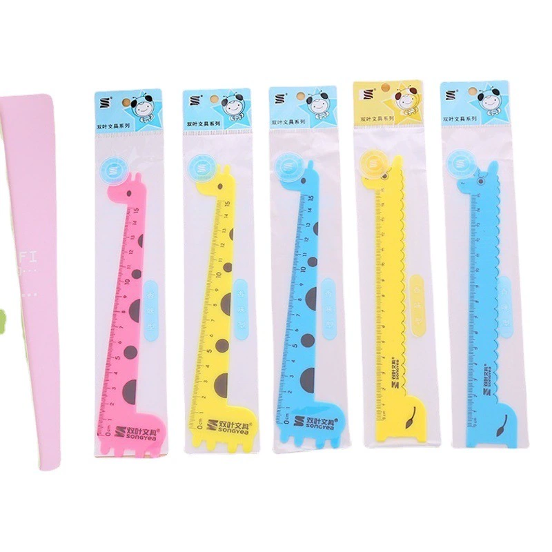 Специальный детский студенческий мультфильм животное жираф пластиковая линейка 15 см Студенческая линейка производитель оптом