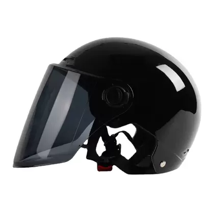 Electric Vehicle Helmet Abs — Motorcycle Safety Supplies - bright-black-tea-long-lens