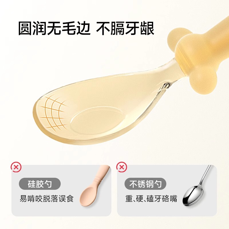 Puliton 離乳食スプーン、噛みつきにくい赤ちゃんの自立食トレーニングスプーン、高温耐性、滑り止め、持ちやすい PPSU スプーン|undefined