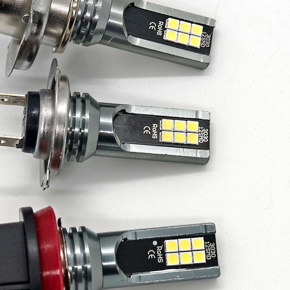 Car LED Headlight H7 H4 3030 12SMD Fog Light 9005 H11 Bulb