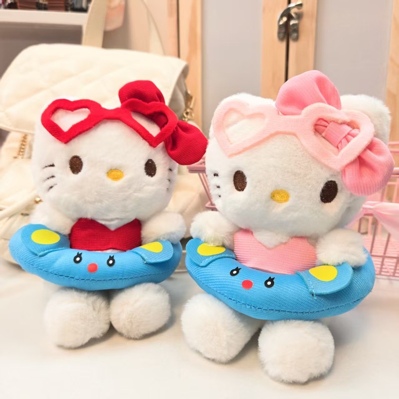 インターネット有名人かわいい水泳リング kt 猫ペンダントぬいぐるみ人形子猫バッグペンダントキーホルダー人形|undefined