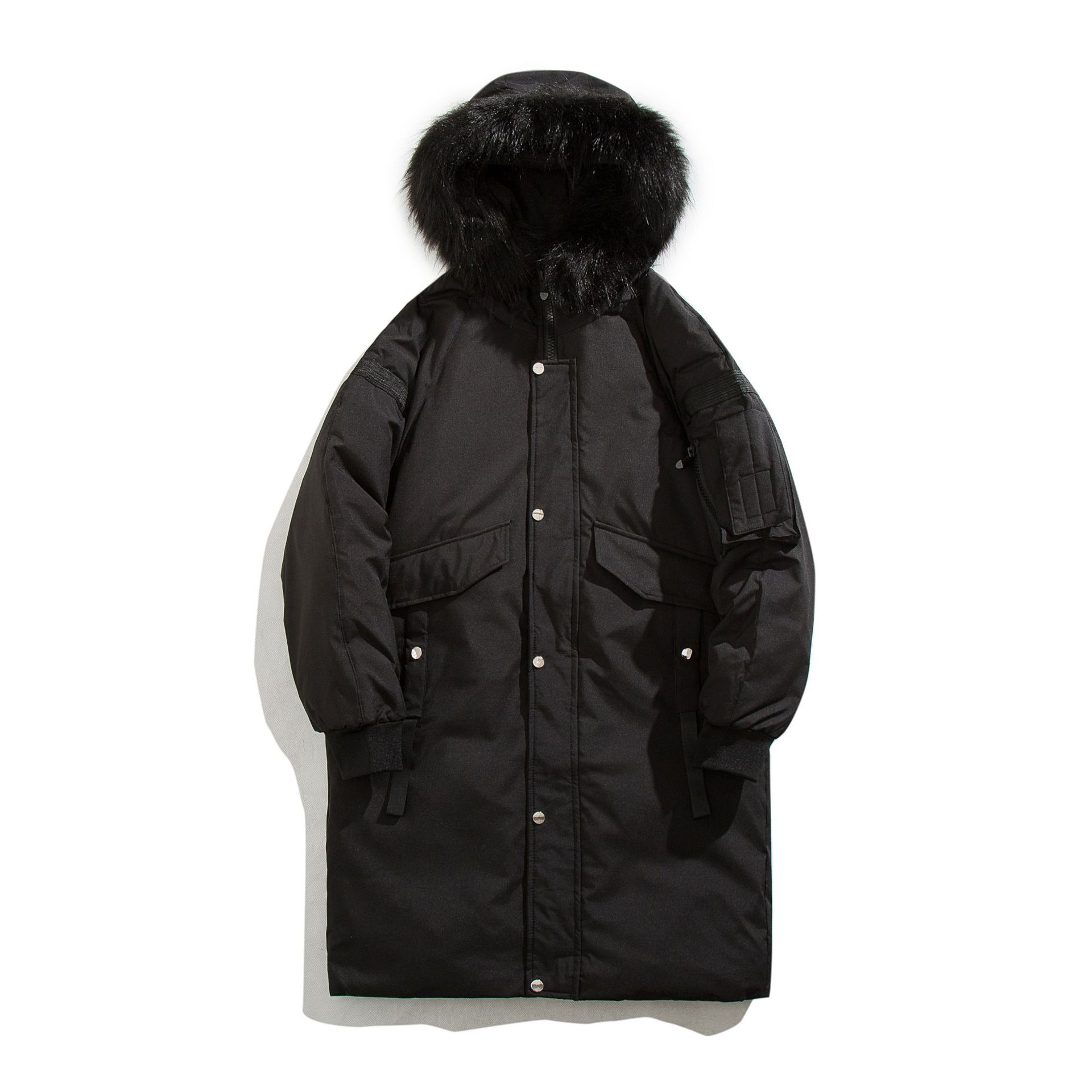 Abajo chaqueta de los hombres de mediados de-longitud de moda de terciopelo alto Abrigo con capucha pareja desgaste invierno nuevo espesado cálido de los hombres y las mujeres del mismo estilo