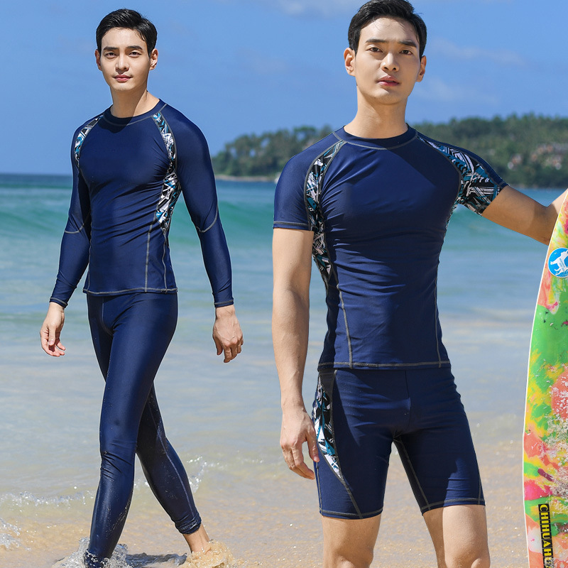 Men's Swimwear Set 2026 New Sun-Protective Style for Teenagers, Two-Piece Long-Sleeve Top and Long Pants, Customizable