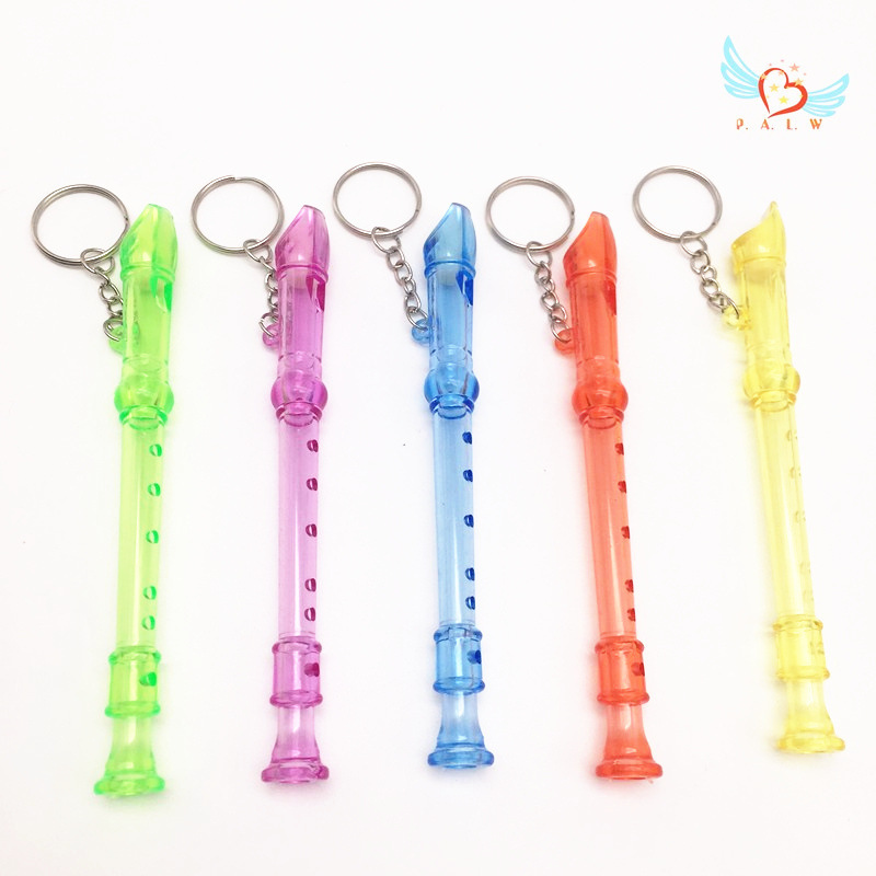Six-hole transparent mini flute keychain promotional gifts children's learning and teaching practice clarinet pendant