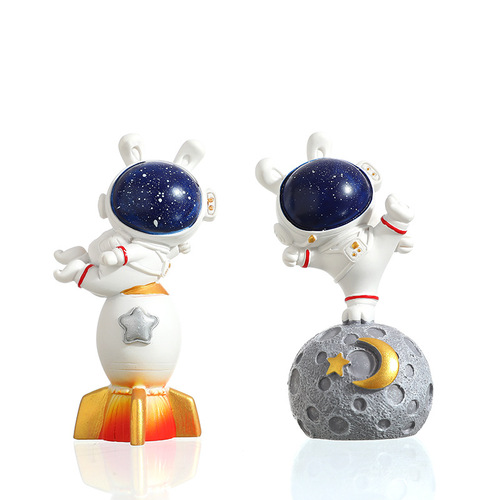 Astronaut Star Rabbit Car Resin Ornaments Car Decorations Center Console  New Car Interiors Wholesale