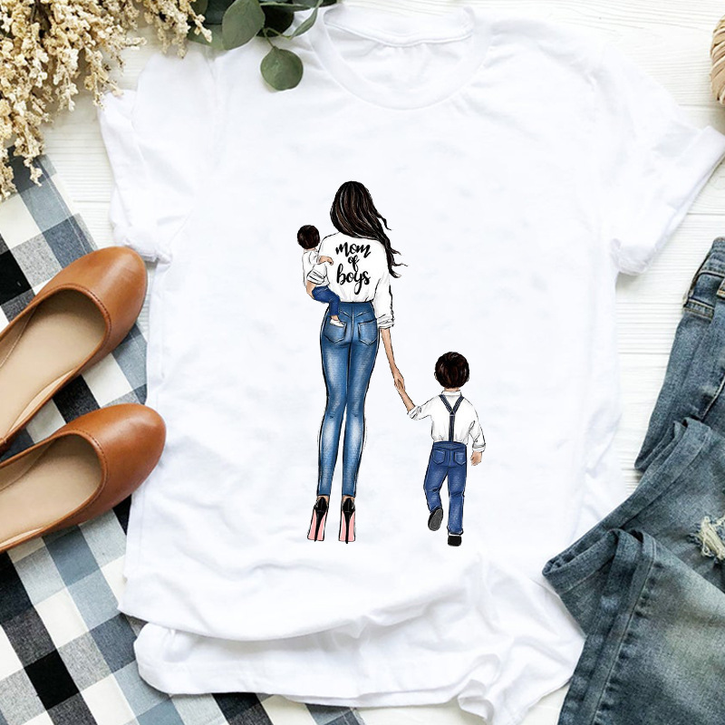 Women's shirt casual pretty son boy cute mom 90's printed moths