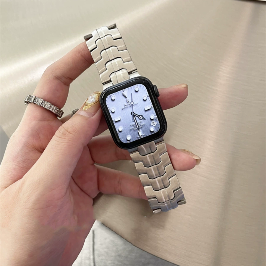 Для Apple Smart Watch iwatch ремешок поколения 1-8 новый цельный Железный человек металлический ремешок из нержавеющей стали