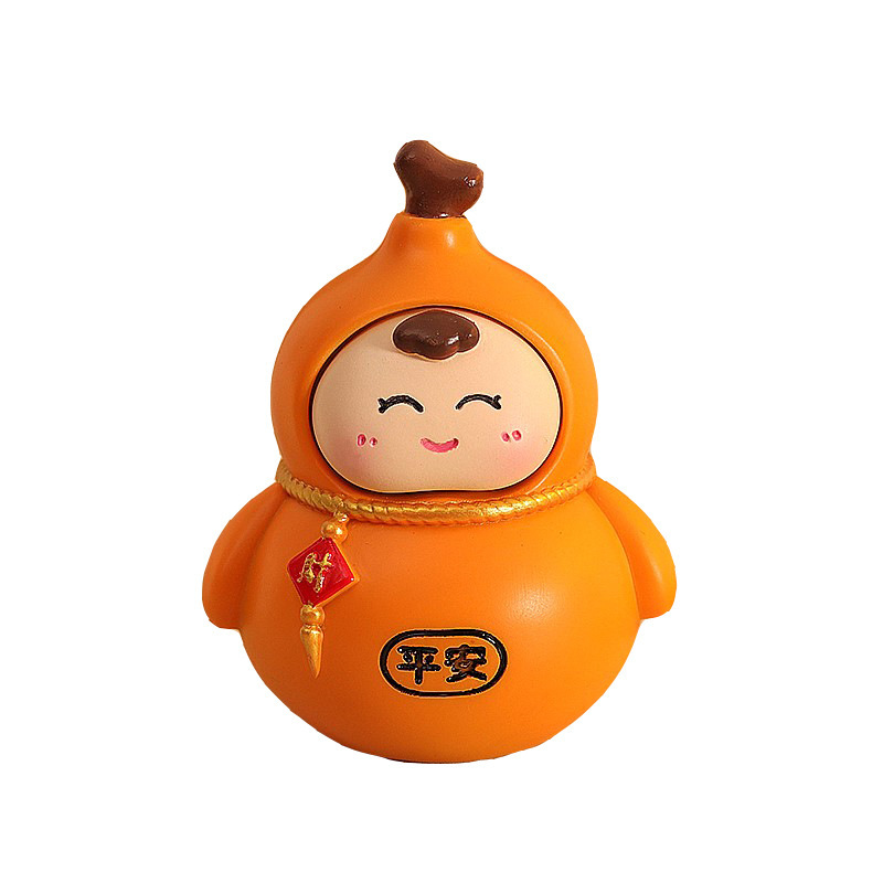 Guochao 文化的で創造的な小さなギフト 教師の日のギフト オフィスワークステーションの小さな装飾品 転送ひょうたん 福と祝福の癒し人形|undefined