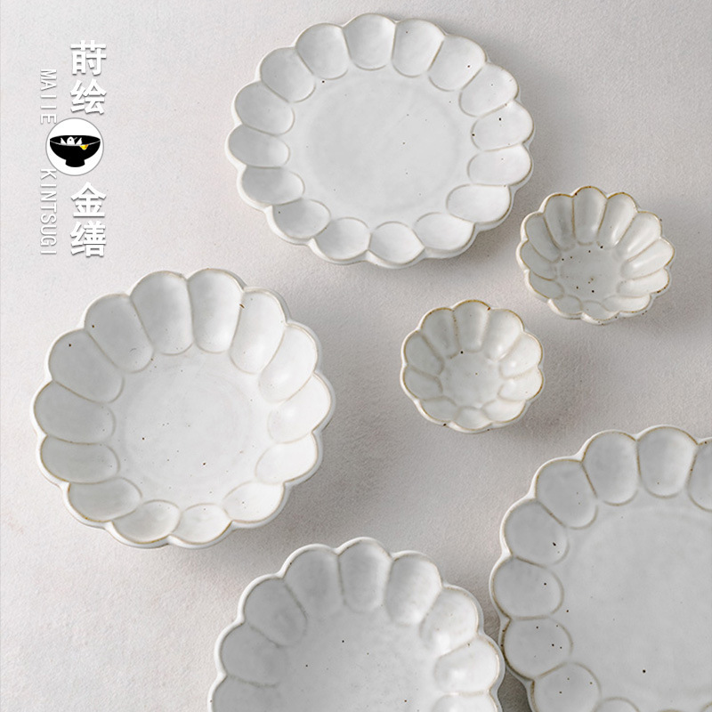 Jingdezhen Dish Japanese Stoneware Household Vintage Bowl Fish Plate Ceramic Plate Rice Bowl Household Bowl Tableware Set