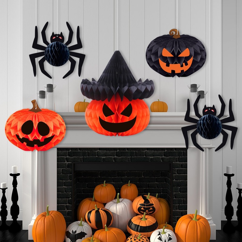 ハロウィンゴーストフェスティバル装飾アレンジメントハニカムボールペンダントハロウィンパーティー装飾カボチャクモ立体ハニカム|undefined