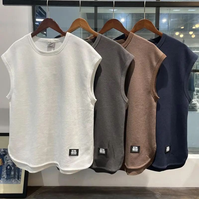 Wholesale Cheap Summer Breathable Loose Men's Vests Trendy Brand Versatile Round Neck Sleeveless T-Shirts Casual Sleeveless Tops