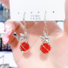 Fashionable earrings, accessory, 2022 collection, cat's eye, flowered, wholesale