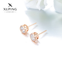 旭平简约个性几何圆形耳钉时尚经典玫瑰金气质优雅甜美风耳饰批发