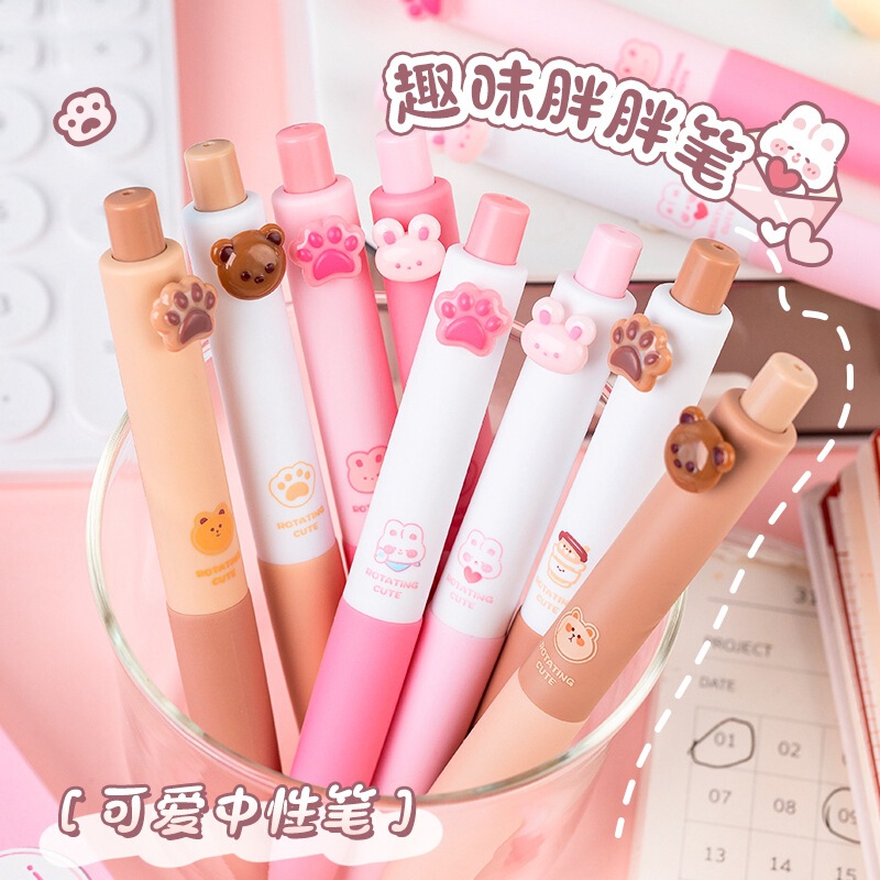 Fun Chubby Pen Short Pocket Cute Decompression High Color Value Girl's Heart Press Gel Pen Office Brush Black Pen