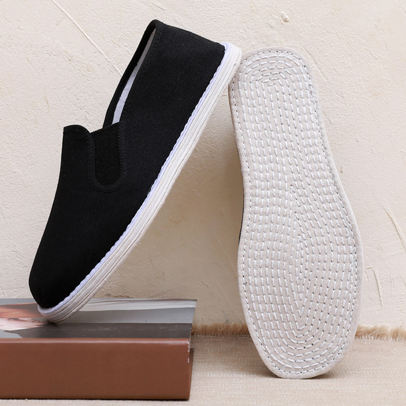 Traditional Old Beijing Cloth Shoes Men's Handmade Lasagna Cloth Shoes Cotton Cloth Breathable Sweat Absorbing Soft Bottom Car Shoes Dad Cloth Shoes