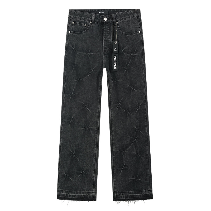 Comercio exterior transfronterizo mayorista purp1e estilo americano marca de alta calle agujero parche de tinta retrógrada lavado jeans pantalones cortos