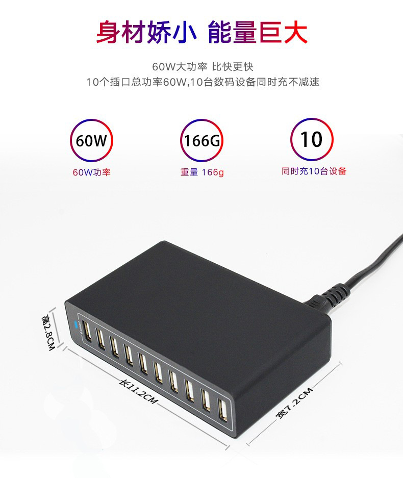 Werksverkauf 100W Handy 10 USB Multi-Port Ladegerät Großhandel multifunktionales Multi-Loch Reiseladegerät Fast-Charge-Adapter