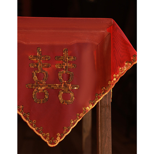Bride Red Hijab Wedding  Xiuhe Clothing High-end Hijab HiPa Chinese Wedding Translucent Red Veil