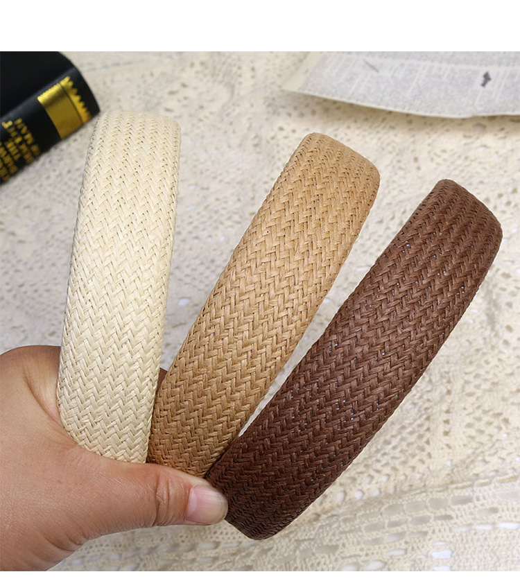 Hair Band Hair Accessories Type Women's Retro Simple Style Solid Color Cotton And Linen Hair Band