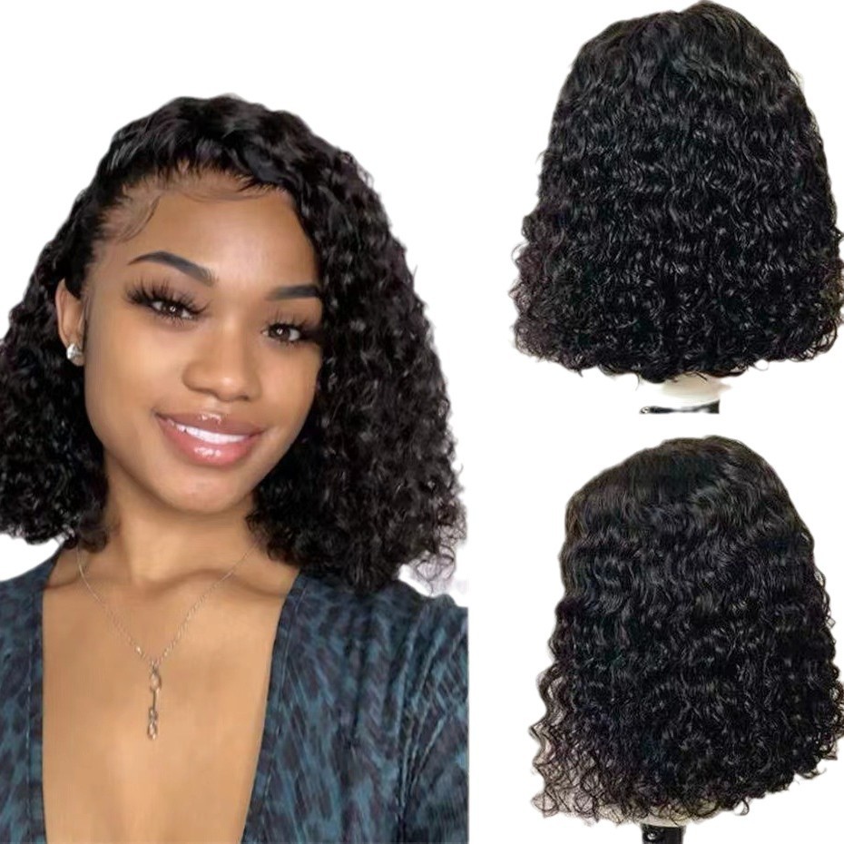 Pelucas calientes europeas y americanas transfronterizas, cabello rizado, rizado, rizado pequeño, cabello corto, Amazon, filamentos de seda de alta temperatura, cubierta para la cabeza, stock