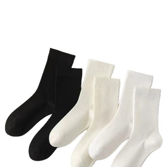 [Xinjiang cotton] socks ladies four seasons tube socks sweat-absorbent breathable solid color moon pile socks loose cotton socks