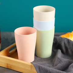 Cross-border Amazon wheat straw water cup household couple's toothbrush cup mouthwash cup plastic water cup gift with logo print