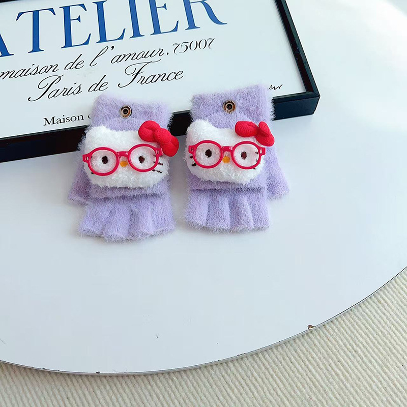 2025 nuevos guantes para niños de invierno para niñas guantes de flip adorables estudiantes de primaria calientes de escritura anticongelante