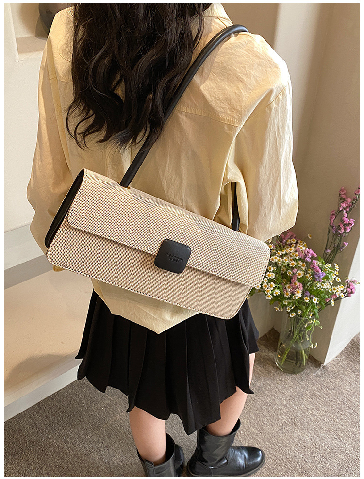 Women's Medium Pu Leather Solid Color Streetwear Lock Clasp Baguette Bag Shoulder Bag display picture 21