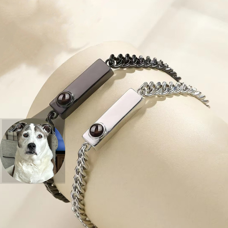 Europe and the United States cross-border new titanium steel couple projection bracelet men and women custom high-definition color photo Cuban chain Europe and the United States cross-border new titanium steel couple projection bracelet men and women custom high-definition color photo Cuban chain