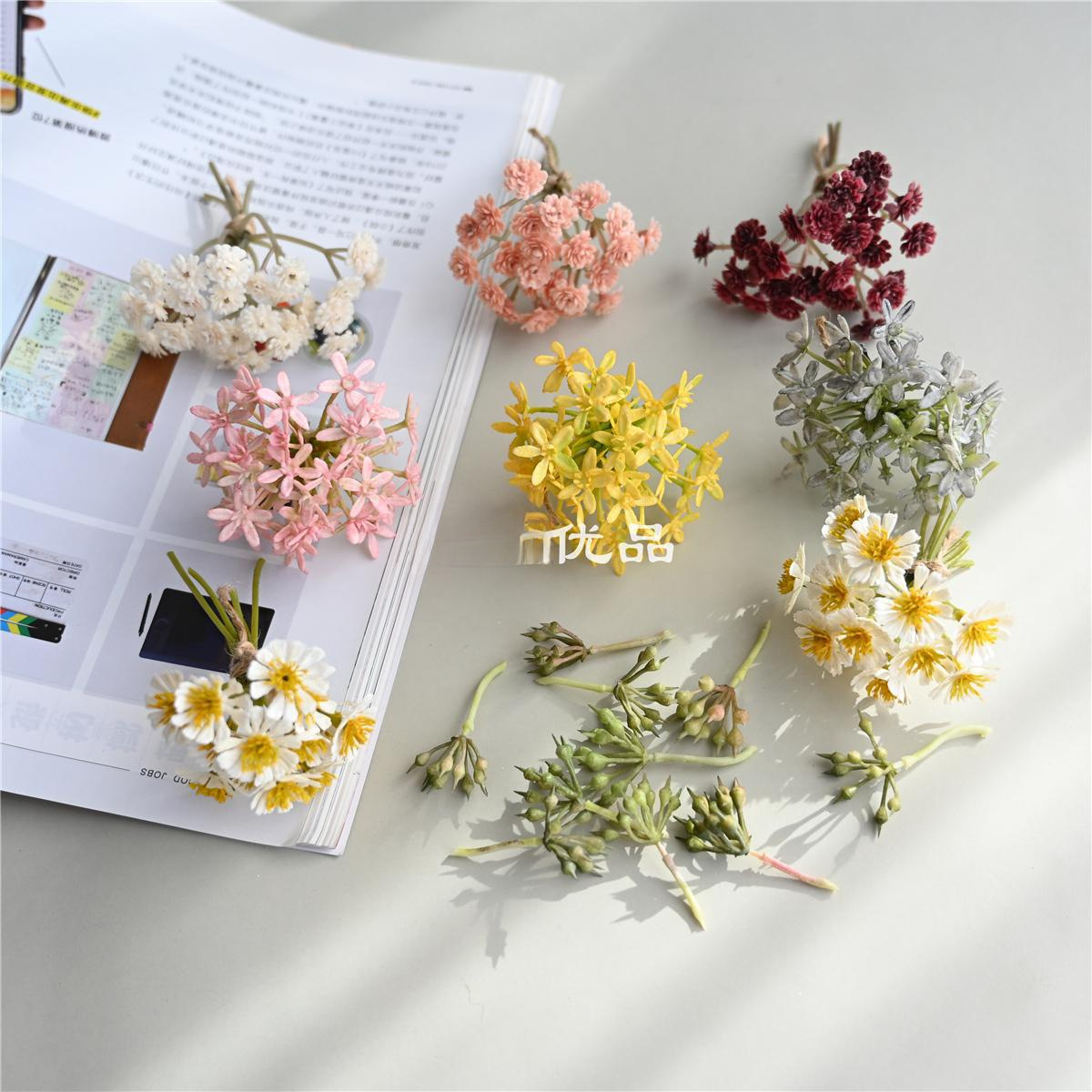 Doll House Mini Flower Silver Crown Flower Chamomile Millet Fruit Baby's Breath Fake Flower Ornaments Blind Box Decoration