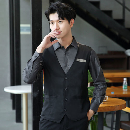 Bartender work clothes KTV bar waiter uniform hot pot waiter long-sleeved Western restaurant spring and summer clothing for women