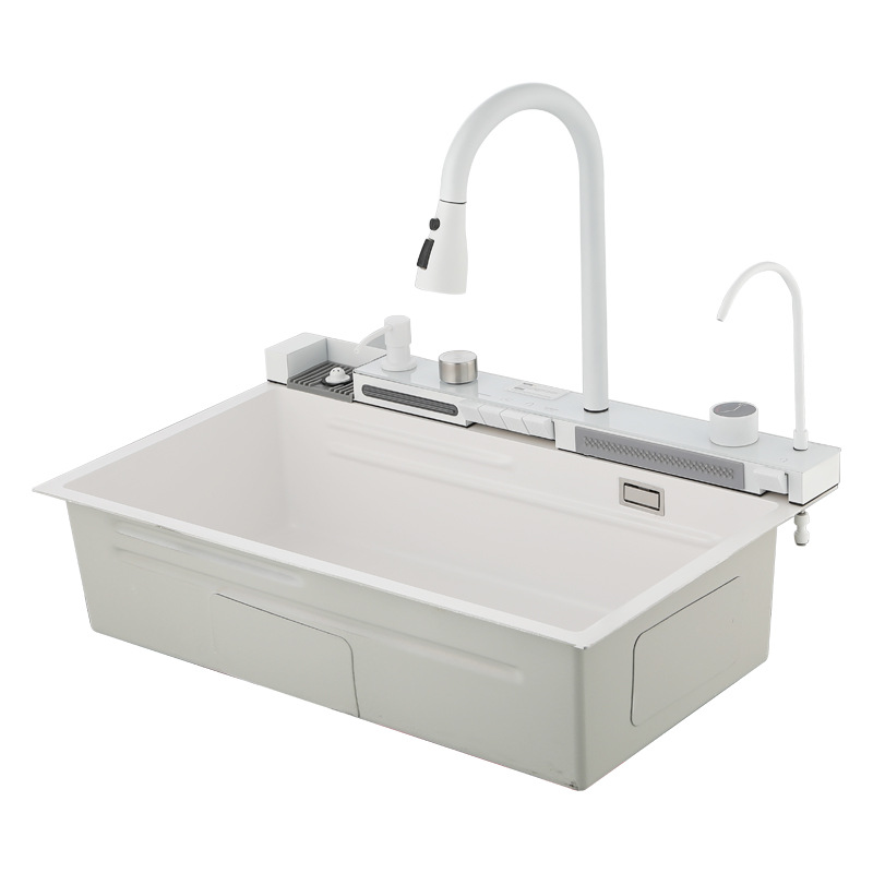 Ballena Fly Rain Cocina fregadero gran fregadero de una sola bañera doméstica nano multifunción pantalla digital 304 fregadero de acero inoxidable